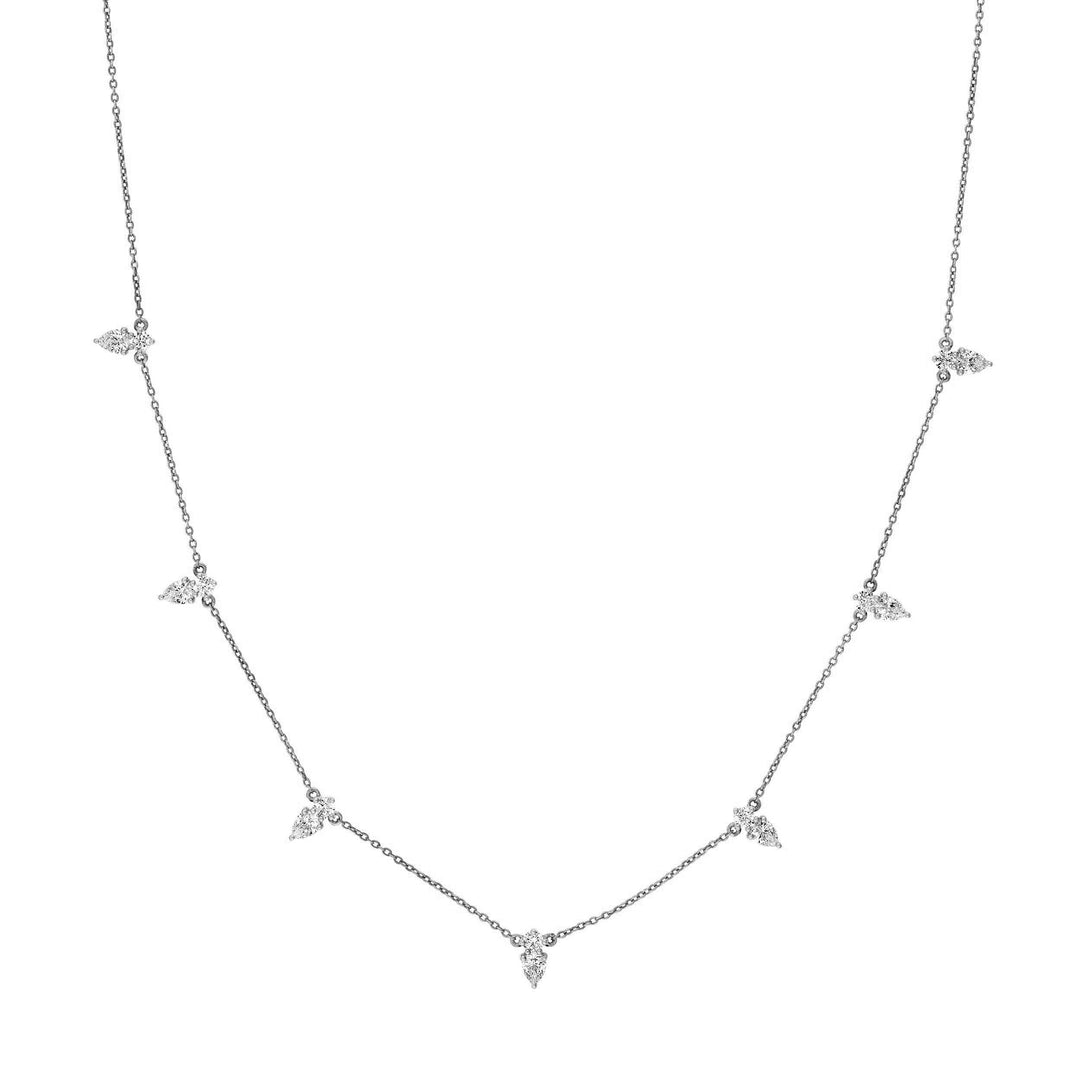 2tcw Pear & Round Diamond Station Necklace