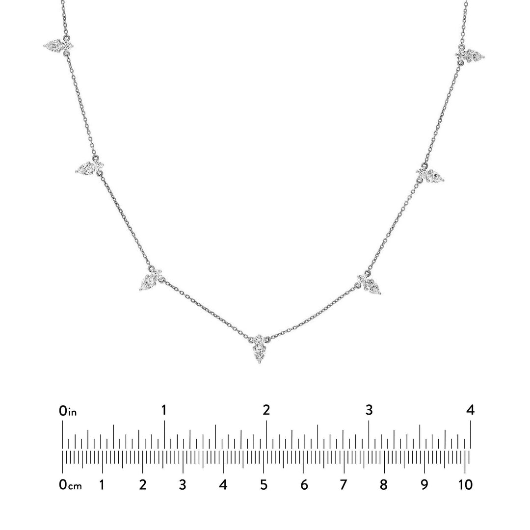 2tcw Pear & Round Diamond Station Necklace