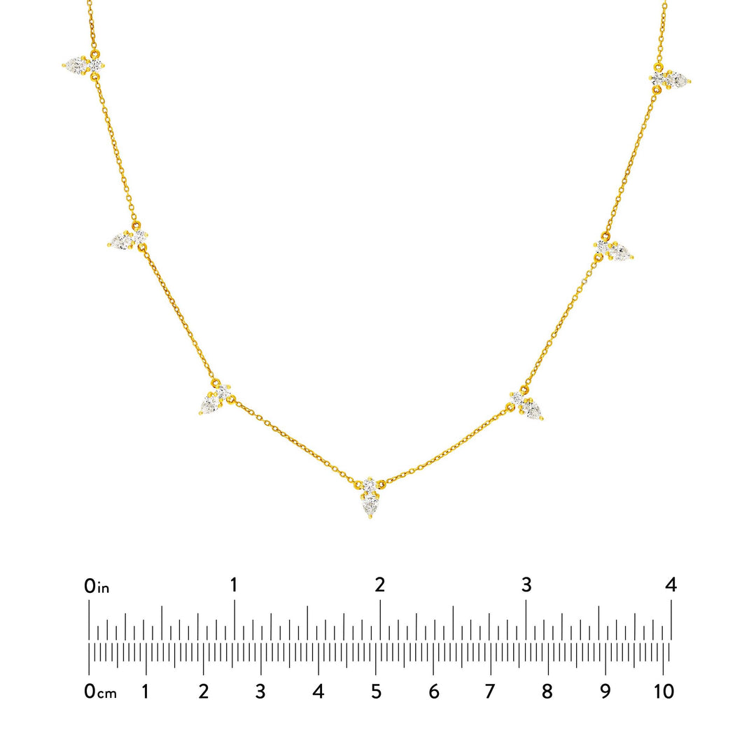 2tcw Pear & Round Diamond Station Necklace