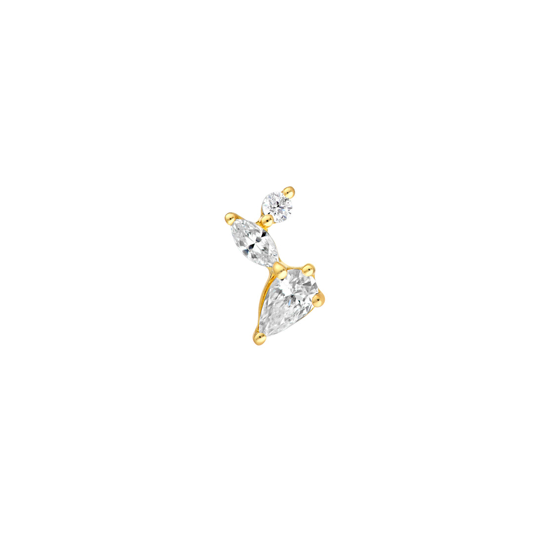3/4tcw Pear Marquise & Round Diamond Cluster Stud Earrings