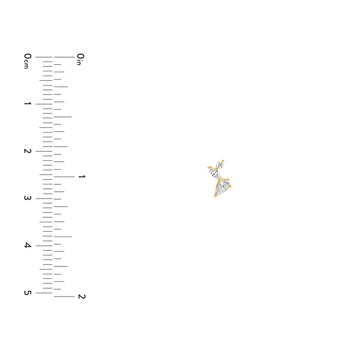 3/4tcw Pear Marquise & Round Diamond Cluster Stud Earrings