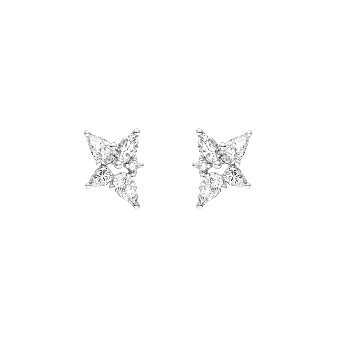 1-1/2tcw Pear Marquise & Round Diamond Stud Earrings