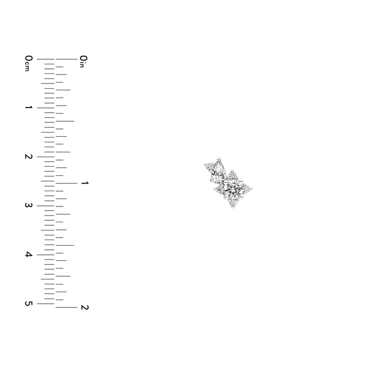 1-1/8tcw Pear & Round Diamond Stud Earrings