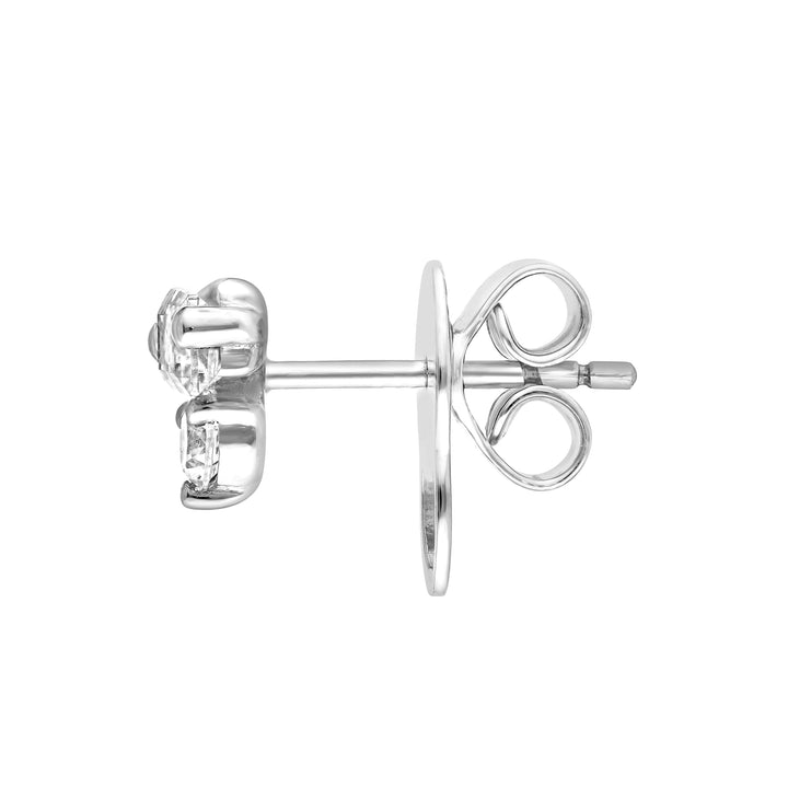 7/8tcw Square Baguette & Round Diamond Stud Earrings