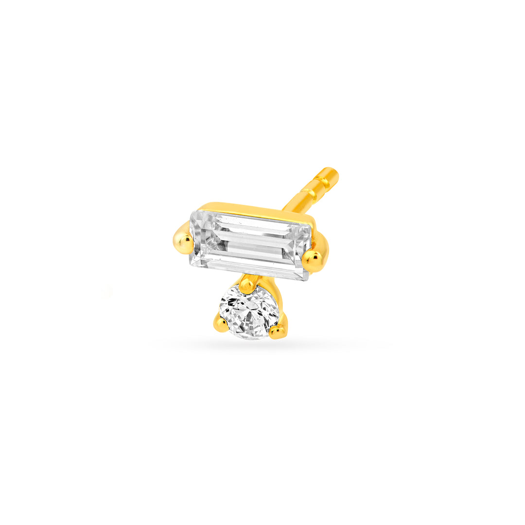 5/8tcw Square Baguette & Round Diamond Earrings