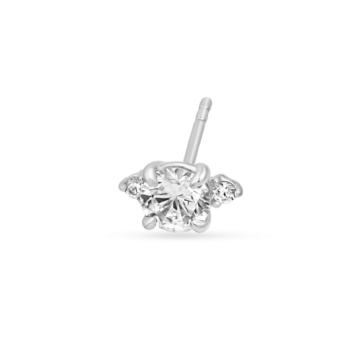 7/8tcw Three Stone Round Diamond Earrings