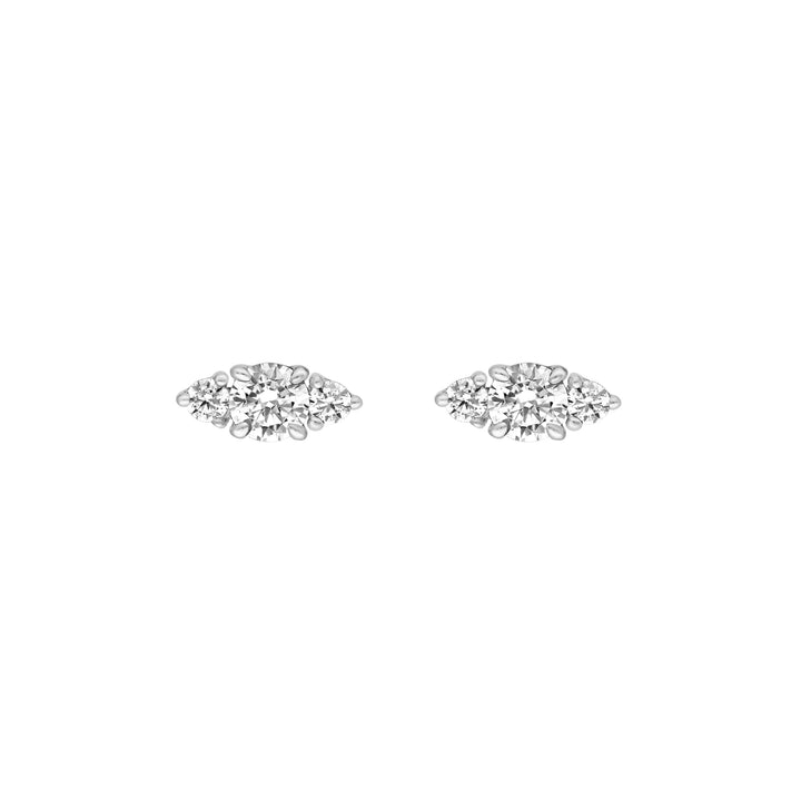 3/8tcw Three Stone Round Diamond Earrings