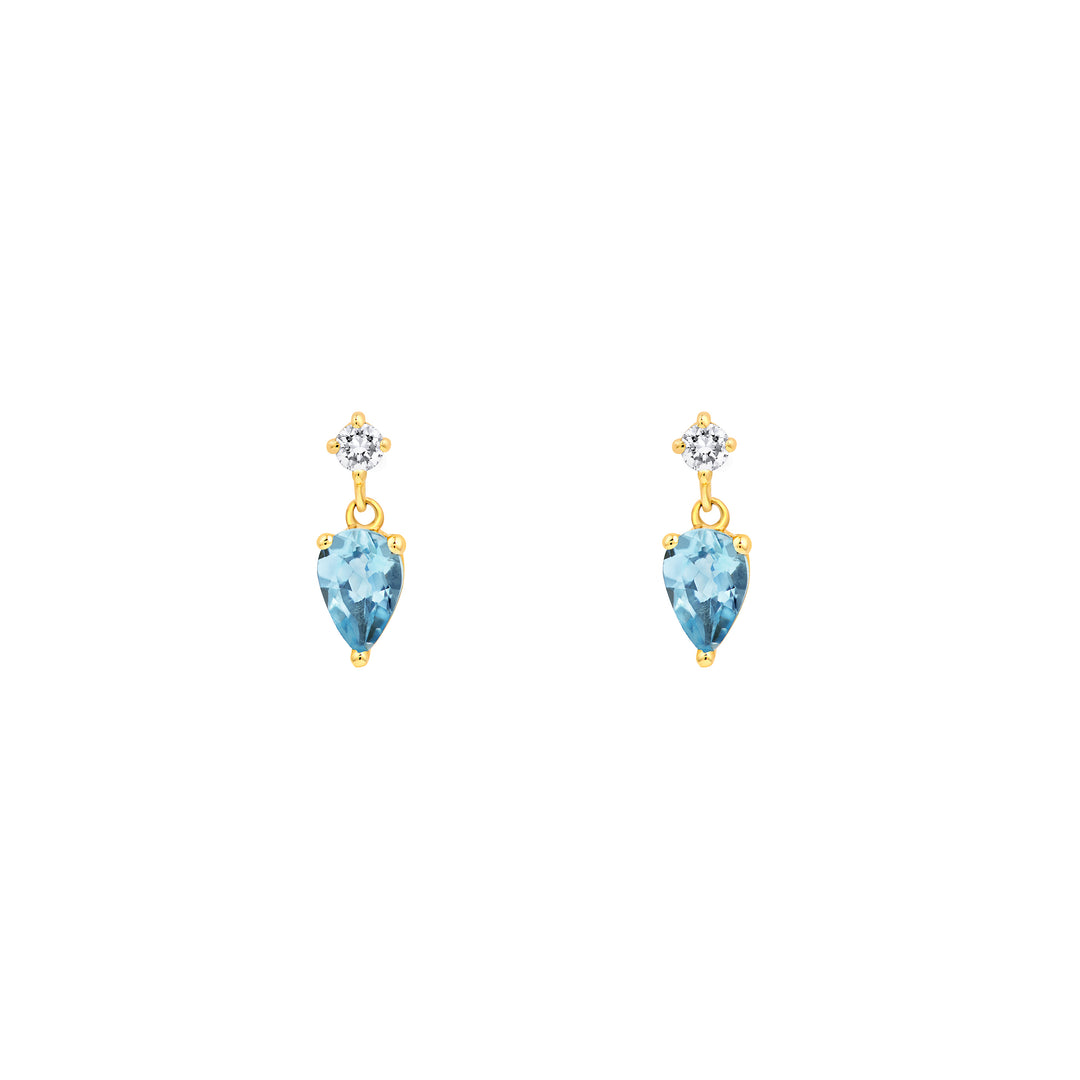 5/8tcw Pear Shape Aquamarine & Diamond Stud Earrings