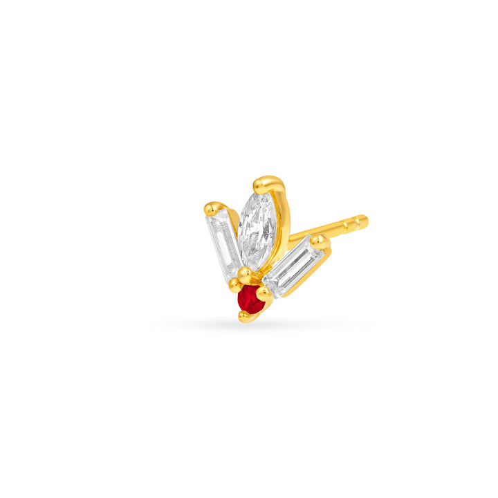 7/8tcw Multi-Cut Diamond & 1/20tcw Ruby Stud Earrings