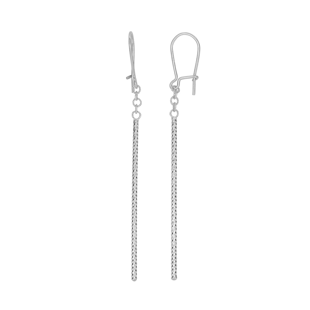 14K Gold Diamond Cut Bar Linear Drop Earring