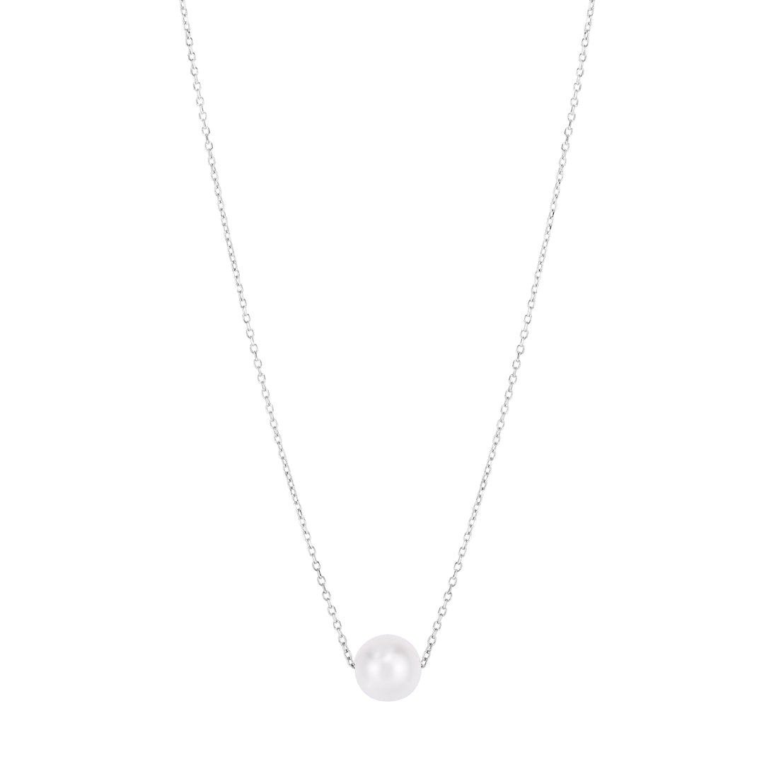 14K Pearl Necklace Solitaire