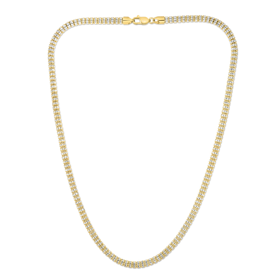 10K 4.25mm Two-Tone Fancy Ice Chain